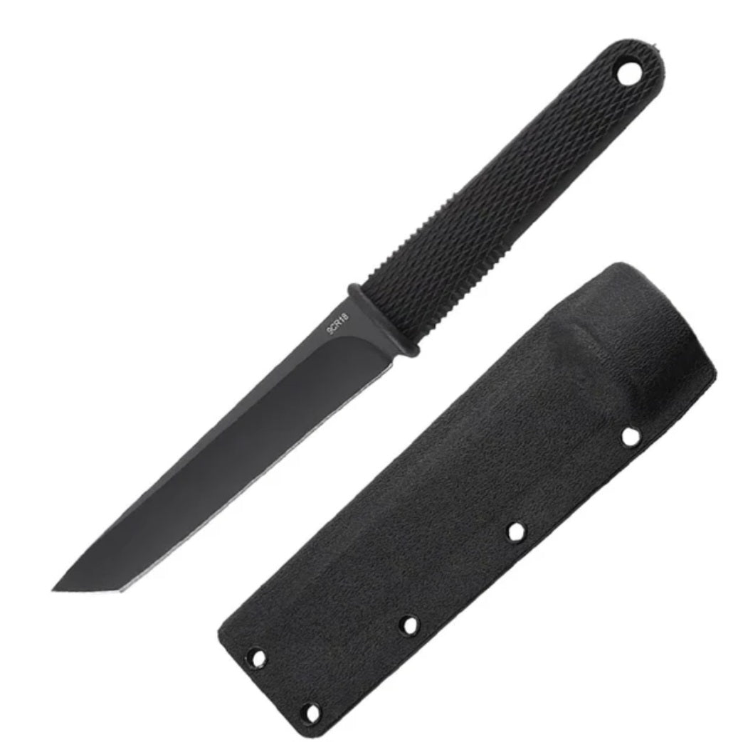 Coltello tattico lama "tanto" in acciaio D2. Affilatura artigianale a rasoio