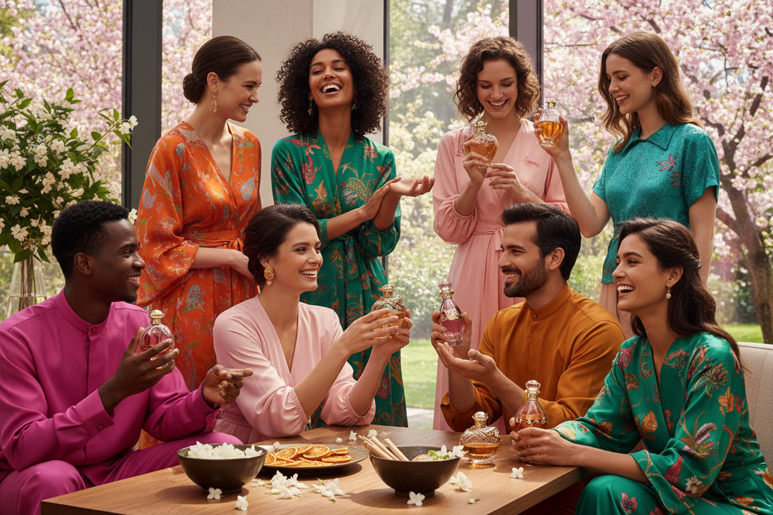 Profumi orientali di nicchia - Persone moderne che indossano fragranze sensuali luxury