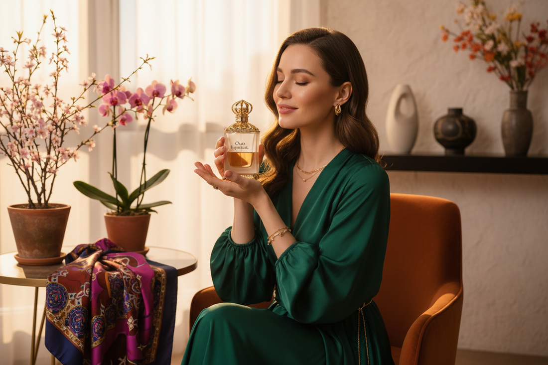 Profumi orientali di nicchia luxury - Persona elegante con fragranza esclusiva oud e ambra