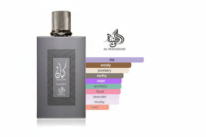Al Wataniah Kayaan Classic Eau de Parfum 100ml - Fragranza Floreale Talcata Unisex