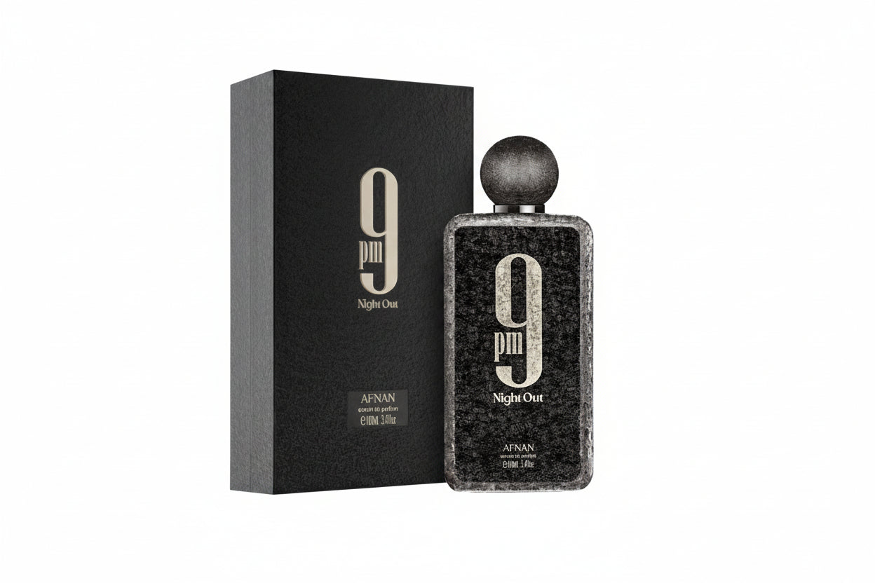 Afnan 9 PM Night Out Extrait de Parfum 100ml - Profumo Orientale Gourmand Unisex - Bottiglia Originale