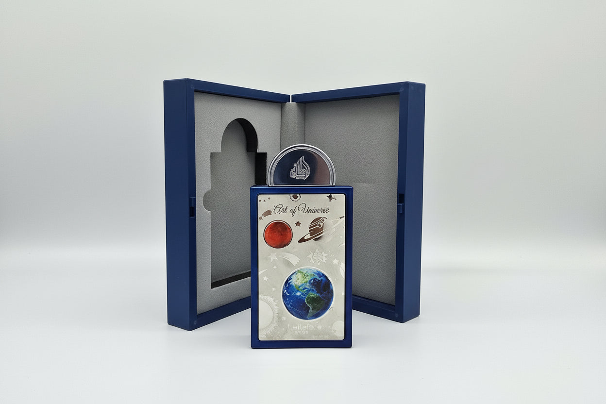 Dettaglio confezione Art of Universe Lattafa fragranza orientale avvolgente e sofisticata
