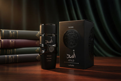 Asad Elixir Lattafa EDP 100ml - Dettaglio Bottiglia Profumo Orientale Raffinato