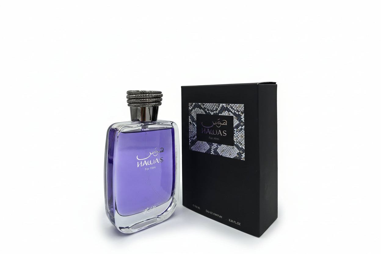 Hawas For Him Rasasi EDP 100ml - Dettaglio Bottiglia Profumo Fresco Seducente