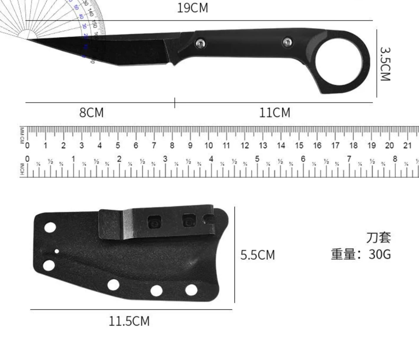 Coltello dritto in acciao multiruolo. Affilatura artigianale a rasoio