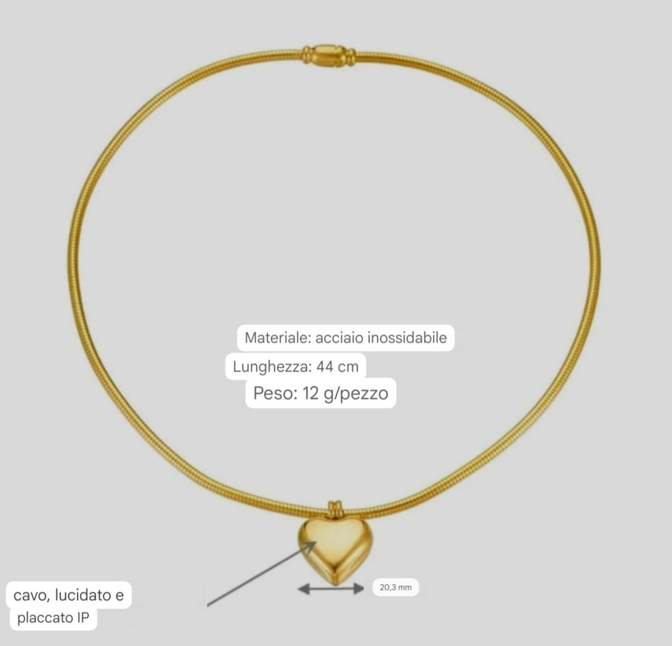 Collana Chocker semirigida placcata in oro 18k