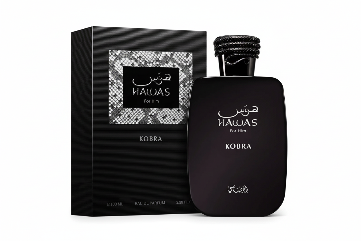 Rasasi Hawas Kobra EDP 100ml - Dettaglio Bottiglia Profumo Elegante Intenso
