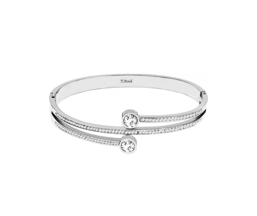 Bracciale rigido, Bracciale in acciaio inox, Bracciale bangles, Bracciale elegante, Bracciale cons strass, Idea regalo, confezione inclusa.