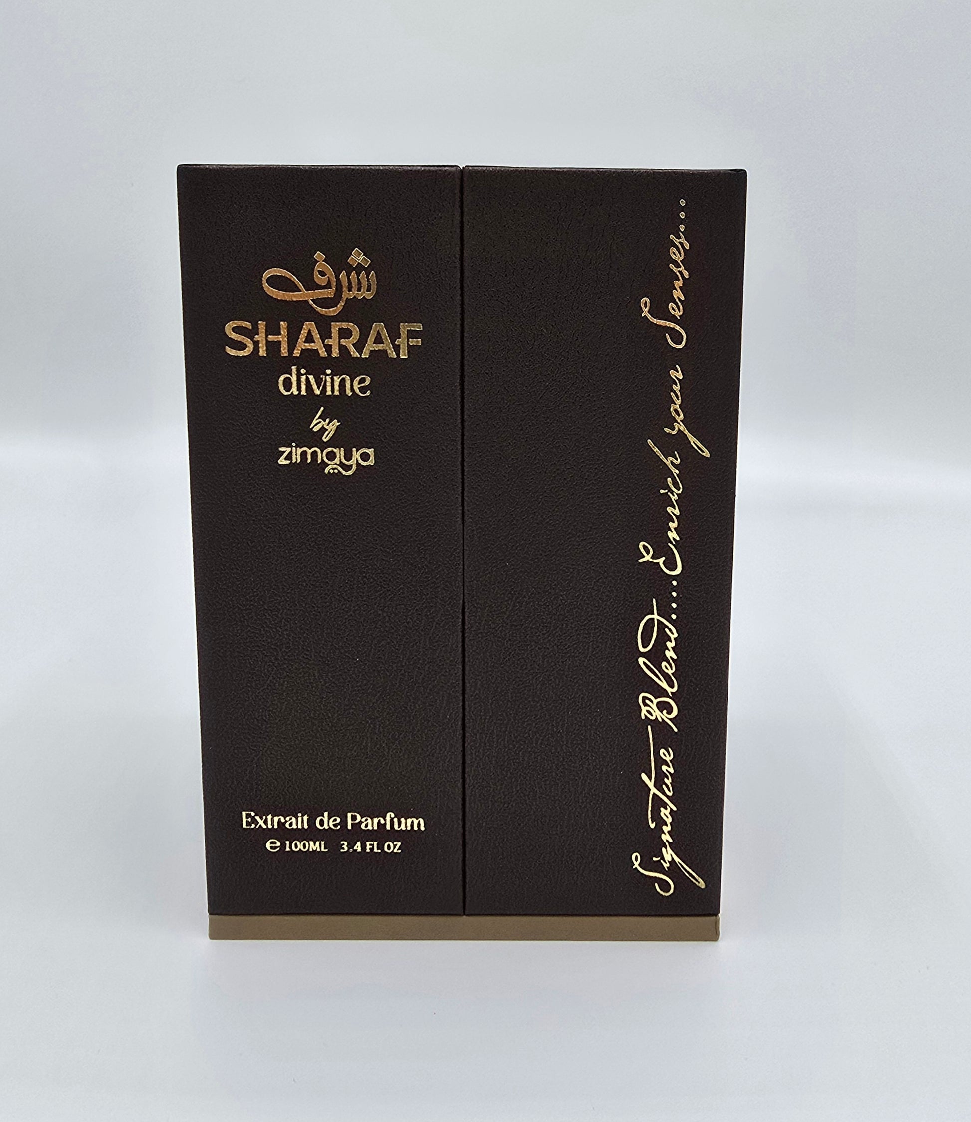 Zimaya Sharaf Divine Extrait de Parfumes 100 ml - Profumo orientale unisex di nicchia in elegante flacone dorato, fragranza persistente e raffinata