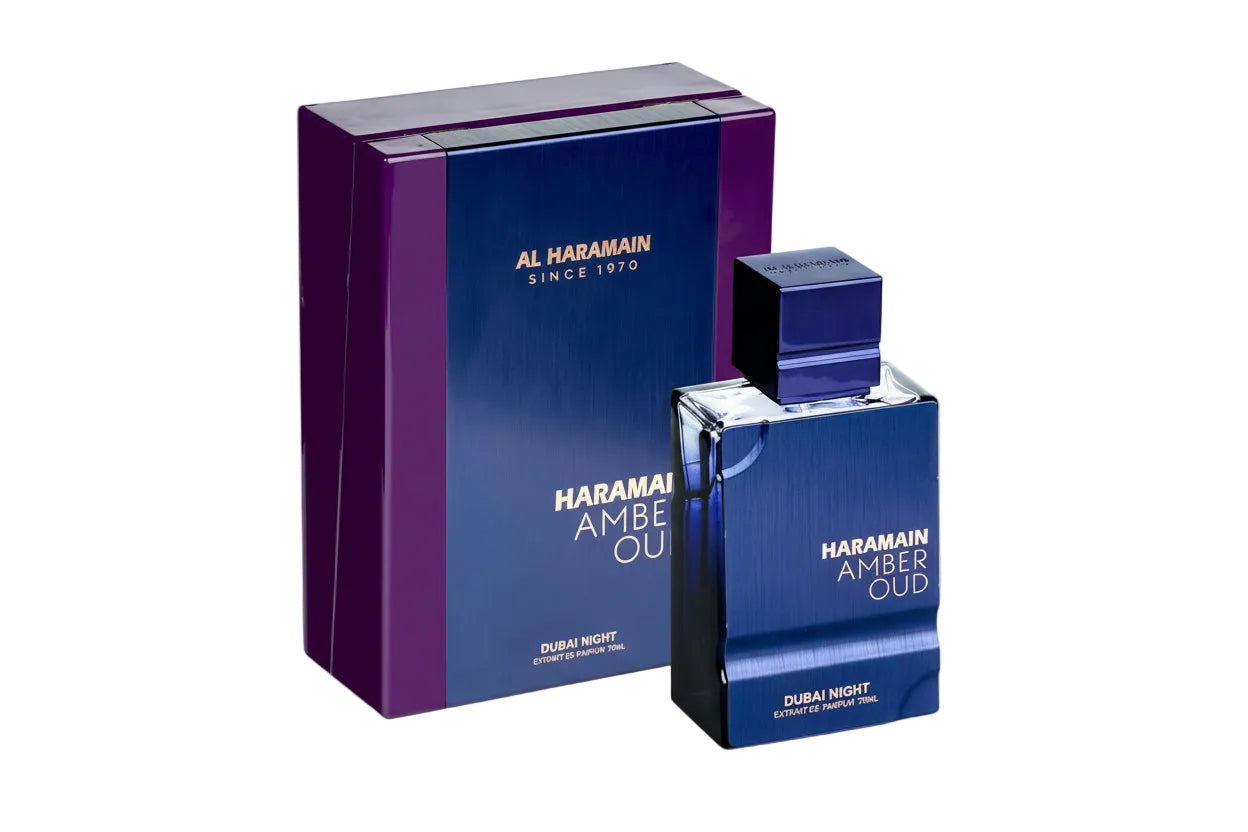 Dettaglio bottiglia Al Haramain Amber Oud Dubai Night profumo agrumi zafferano oud
