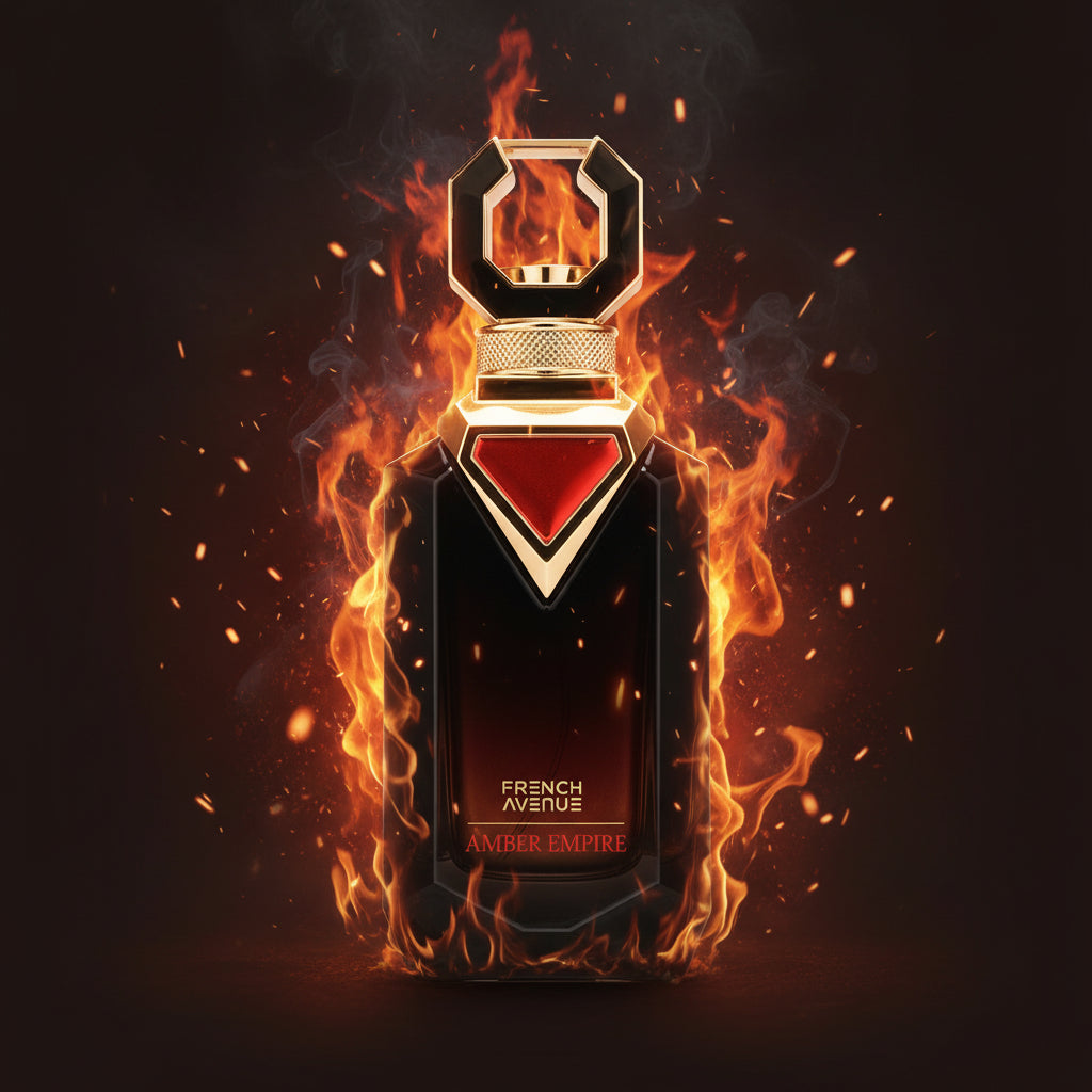 French Avenue Amber Empire dettaglio confezione extrait de parfum ambra cedro tonka
