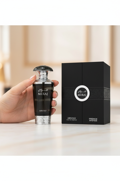 French Avenue Miraj Absolu 100ml dimensioni formato eau de parfum mano confronto
