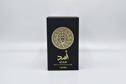 Lattafa Asad eau de parfum 100ml bottiglia completa profumo orientale speziato vanigliato uomo
