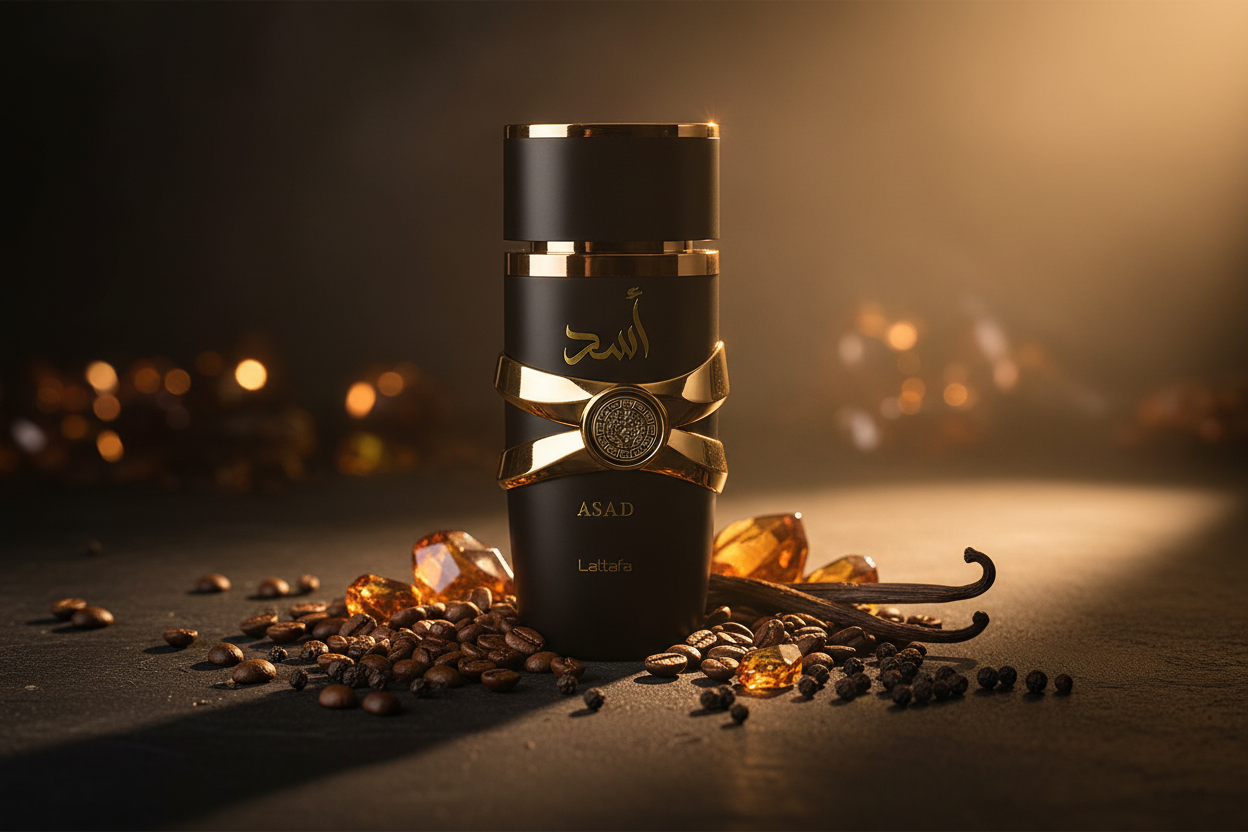 Lattafa Asad lifestyle note olfattive caffè vaniglia pepe nero ambra spezie orientali
