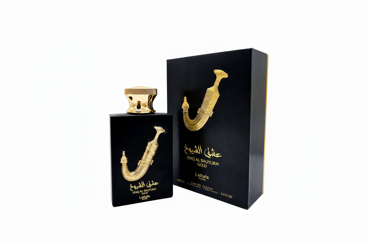 Lattafa Ishq Al Shuyukh Gold fragranza unisex lussuosa orientale gourmand
