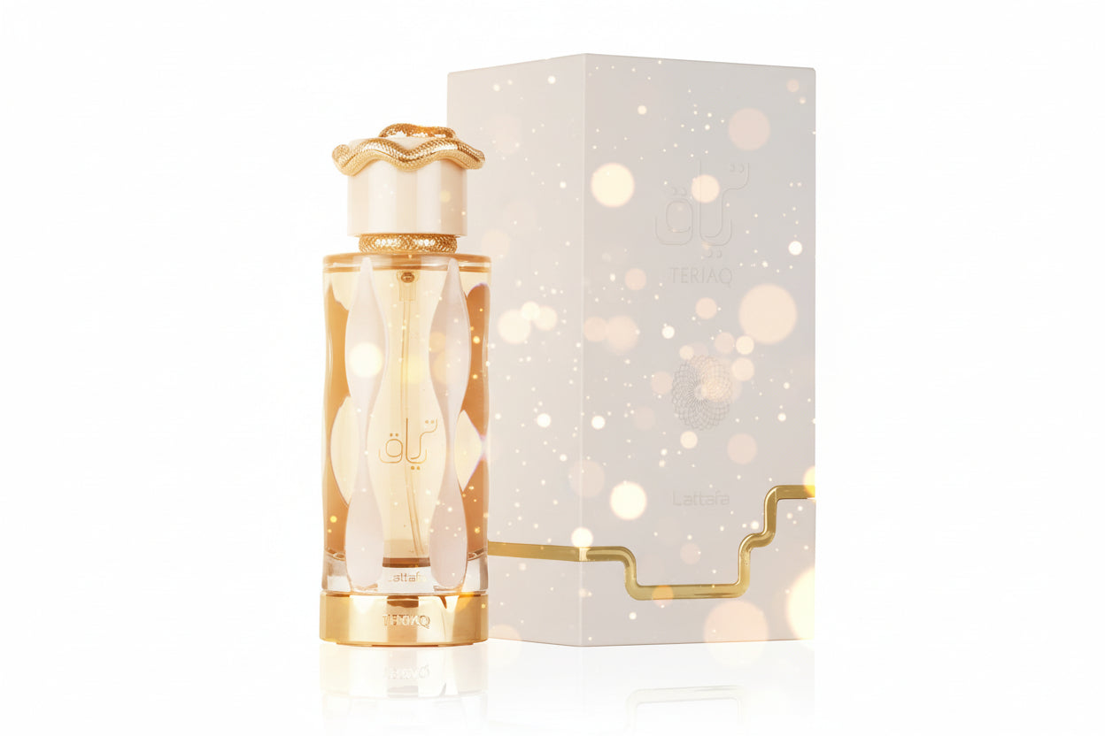 Lattafa Teriaq fragranza note fiori bianchi miele rabarbaro gourmand
