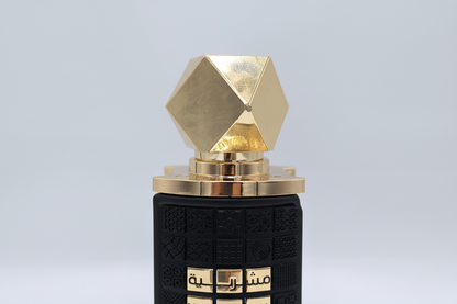 Mashrabya Lattafa dettaglio tappo etichetta craftsmanship eau de parfum luxury
