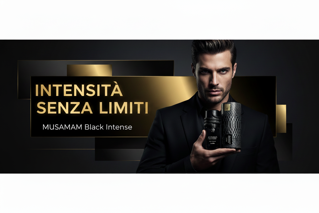 Musamam Black Intense Lattafa - Profumo orientale intenso uomo - Intensità senza limiti