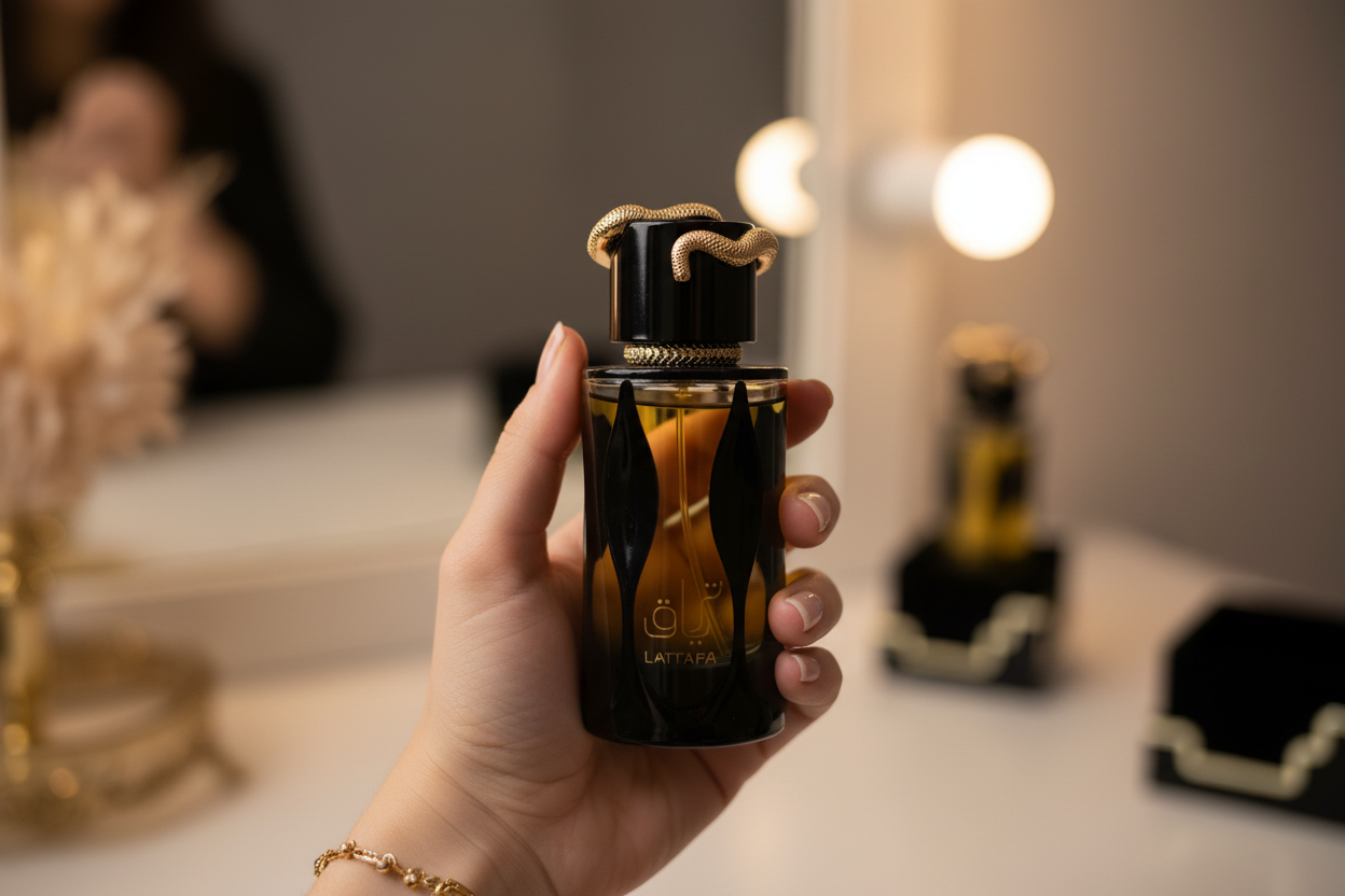 Teriaq Intense Lattafa 100ml dimensioni formato eau de parfum mano confronto
